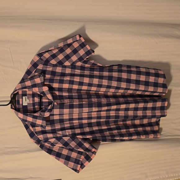 Sonoma, pink on blue, plaid, button down, short sleeved, shirt - Picture 1 of 4